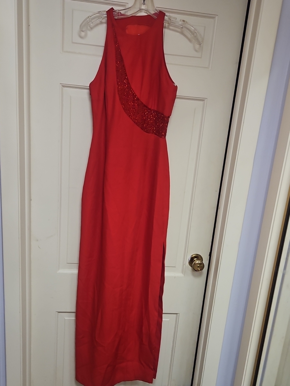 Lady In Red  Evening Gown with Sequin Accent Dress